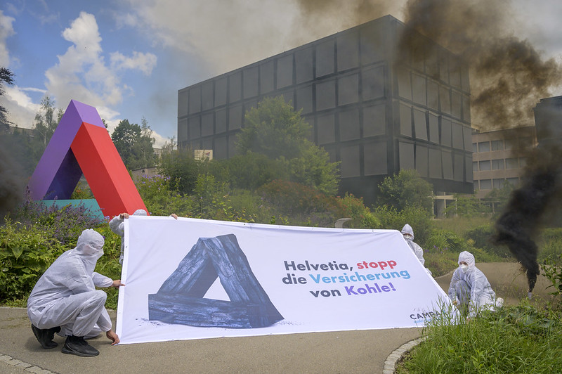 Helvetia-Versicherung, stopp die Versicherung von Kohle! Aktion Juni 2022