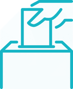 Wahlen an der Urne mit Wahlzettel (Stimmzettel)