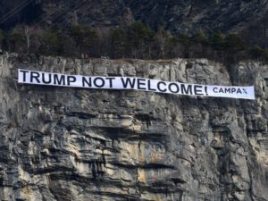 Aktion zum Besuch von Donald Trump in der Schweiz 2017